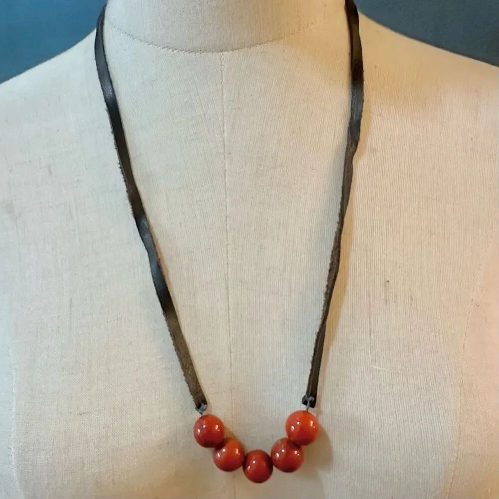 red jasper beaded necklace